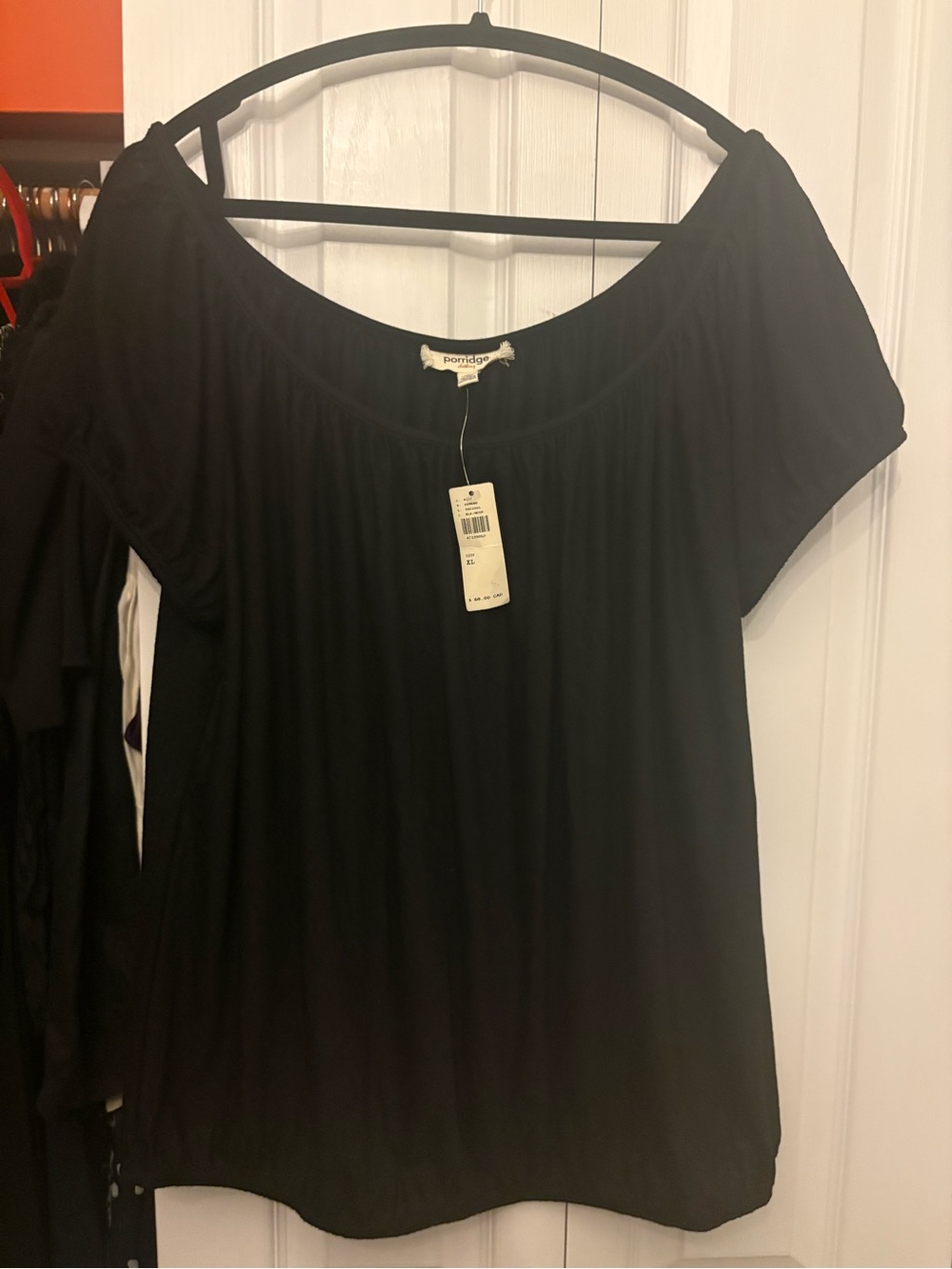 NWT Porridge Clothing Anthropologie Black Off-The-Shoulder Top Size XL